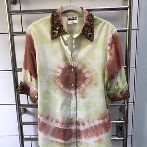 Cake Couture Beaded and Tie-Dyed Shirt, Blouse
